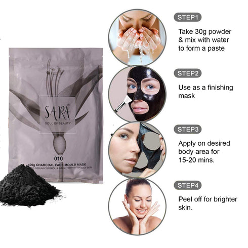 Sara Charcoal Face Mask | Base Line Facial Mould Mask Perfect For Hydrating & Skin Nourishing | 400g
